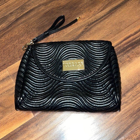 Versace | Bags | Versace Parfums Black Quilted Faux Leather Bag 